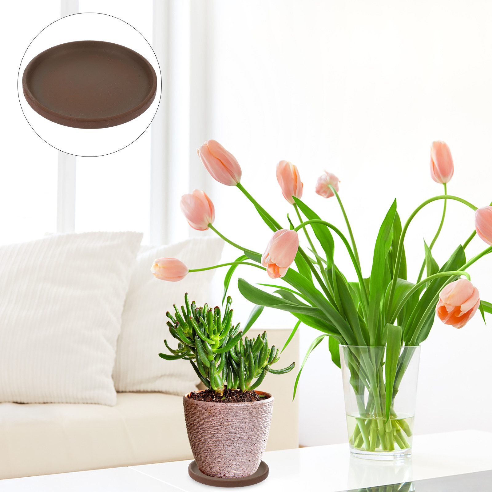 Drip Tray Saucer - Ceramic Flower Pot Tray Round Plant
