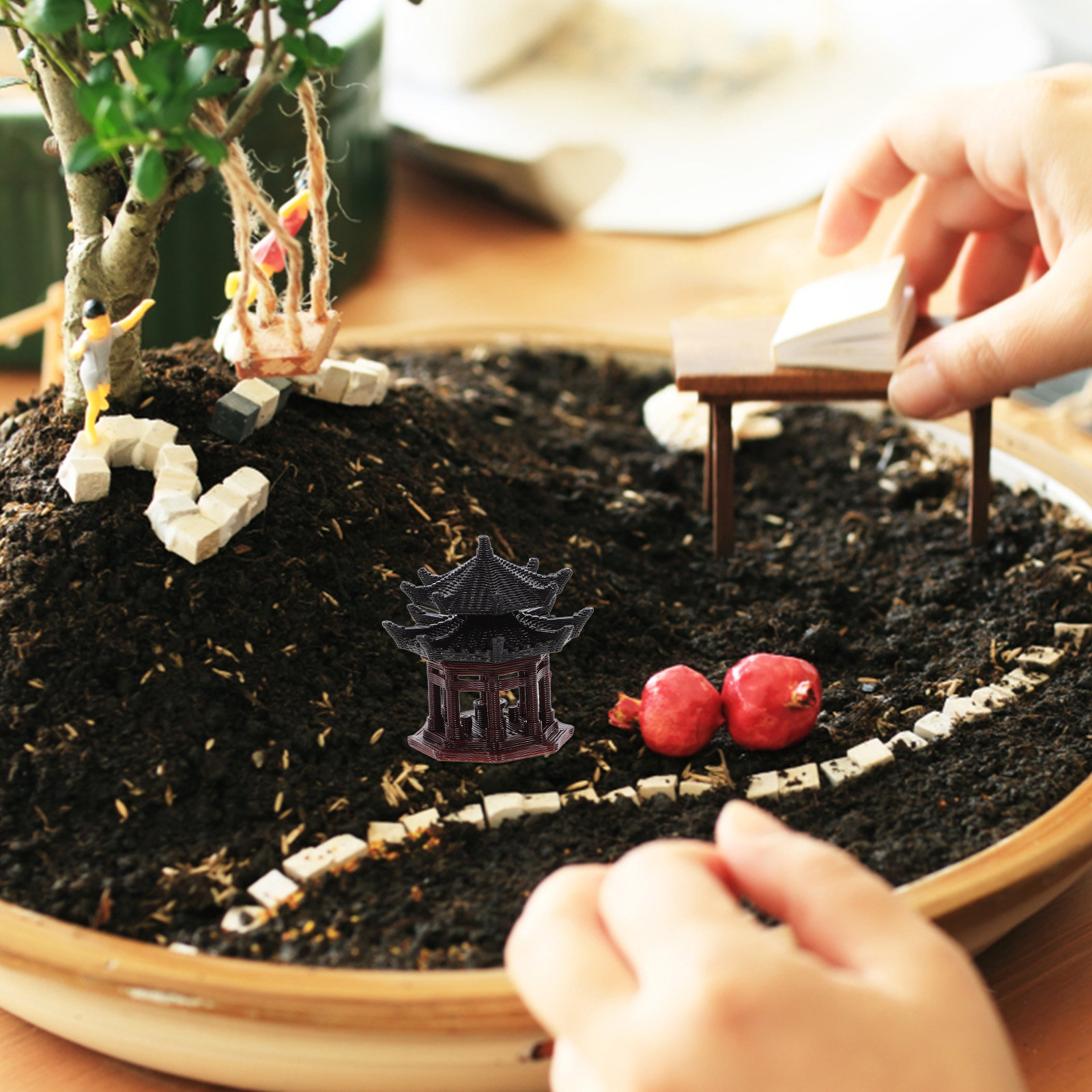 Bonsai Garden Landscape Design - Delicate Plastic Pavilion Ornament Chinese Pavilion