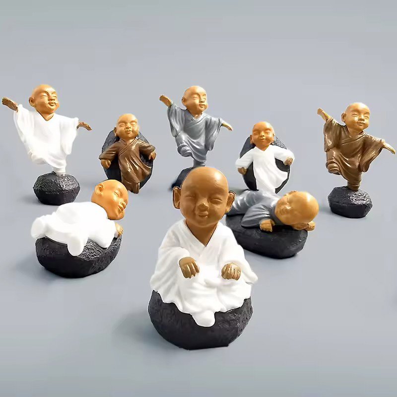 Bonsai Garden Art - 4pcs Chinese Kong Fu Monk Figurine