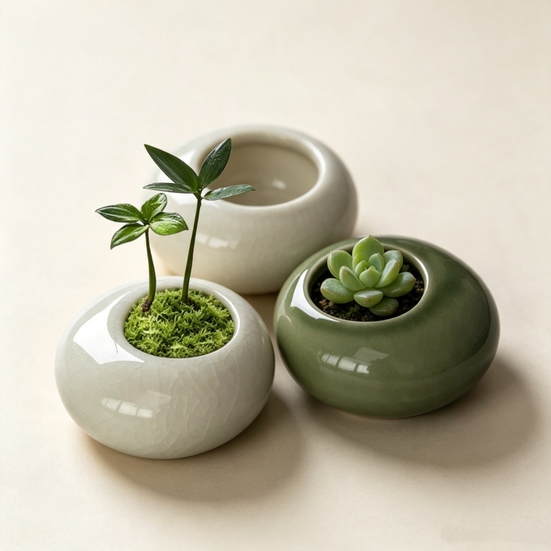 Mini Ice Crack Glazed Plant Po - Bonsai Garden Art ulasan dan harga