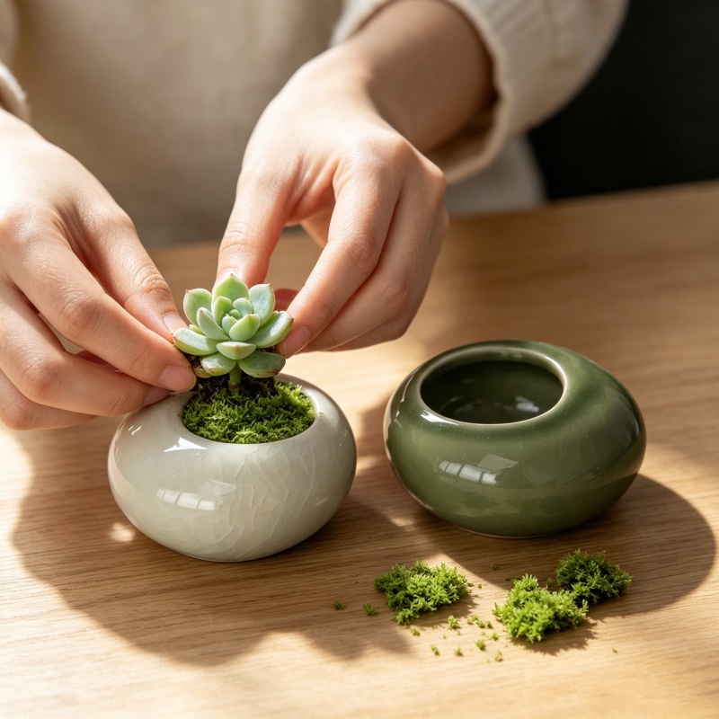 Mini Ice Crack Glazed Plant Po - Bonsai Garden Art ulasan dan harga