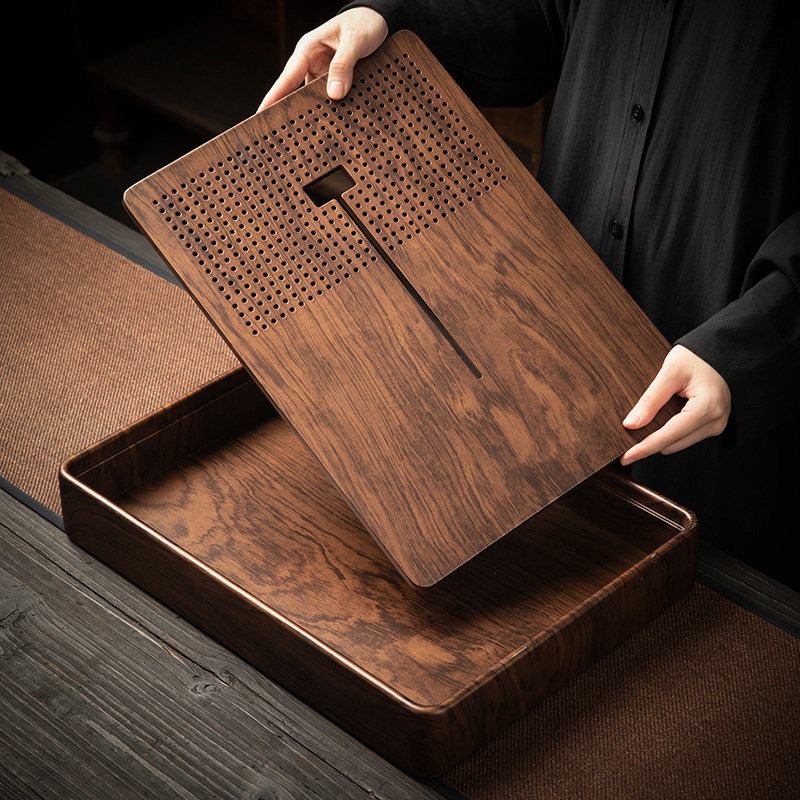 Rectangular Bamboo Tea Tray wi - Drip Tray Saucer ulasan dan harga