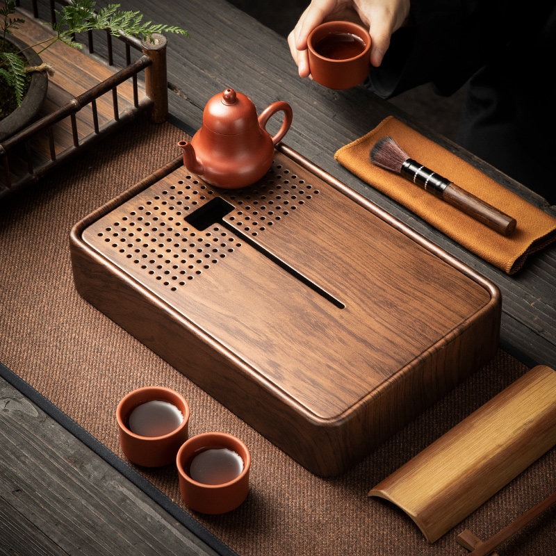 Rectangular Bamboo Tea Tray wi - Drip Tray Saucer ulasan dan harga