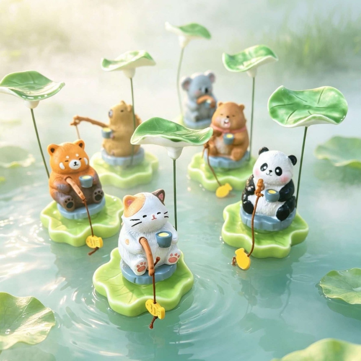 Cute Fishing Animal Figurine R - Bonsai Garden Art ulasan dan harga