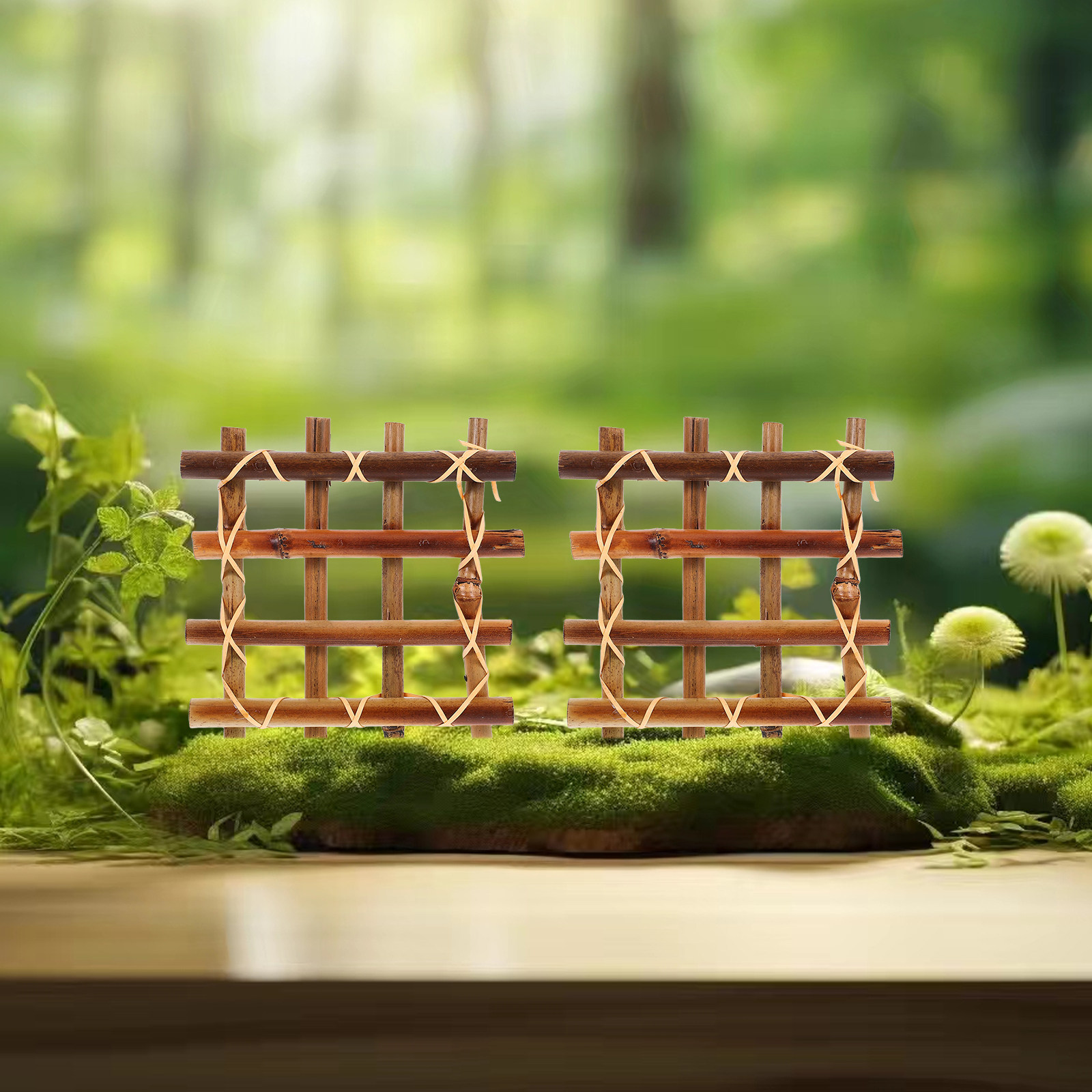 2Pcs Bamboo Fence Miniature Gr - Bonsai Garden Landscape Design ulasan dan harga