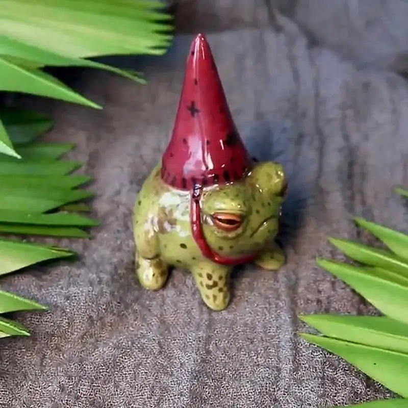 Witch Hat Little Frog Statue R - Bonsai Garden Art ulasan dan harga