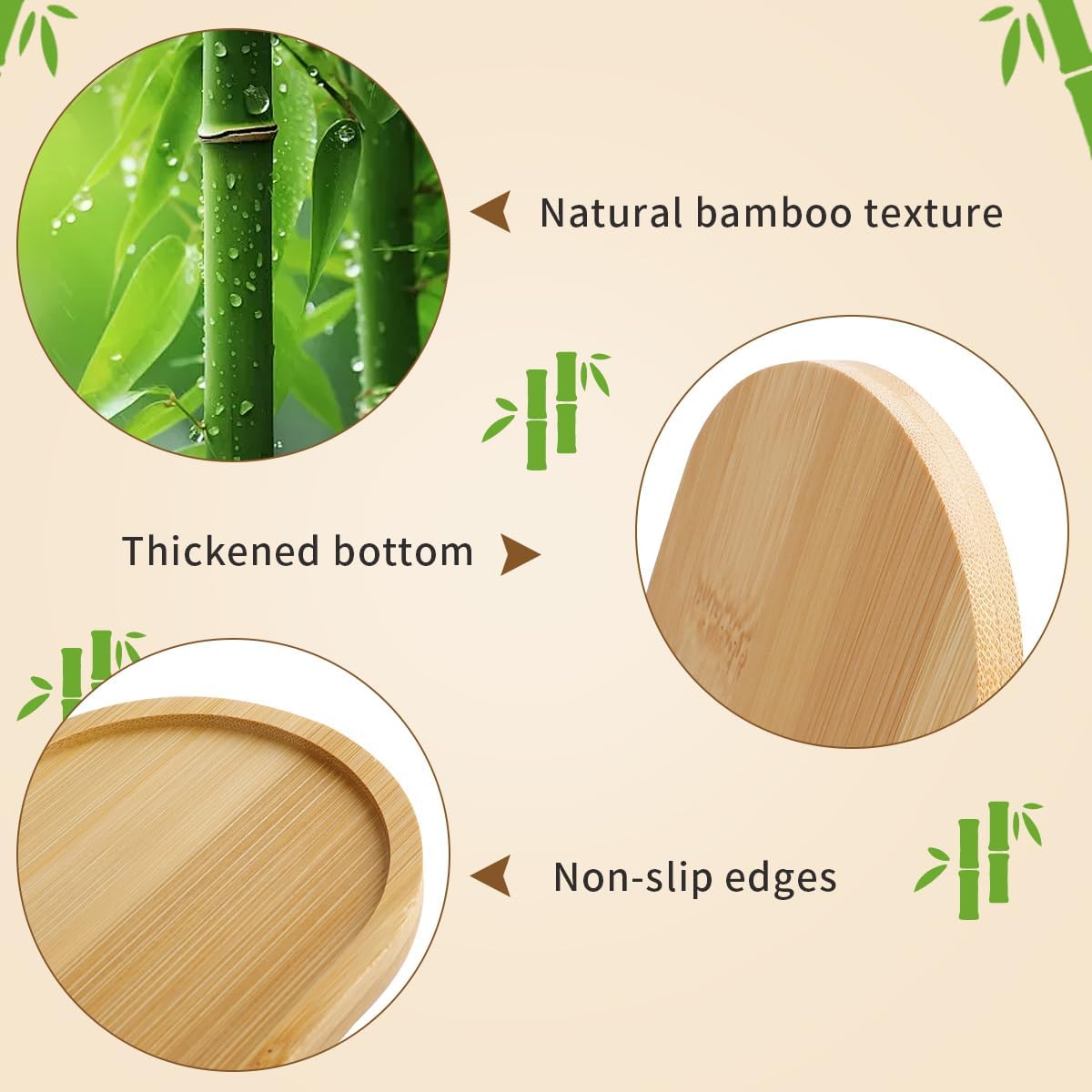 4pcs Bamboo Plant Saucer Oval  - Drip Tray Saucer ulasan dan harga